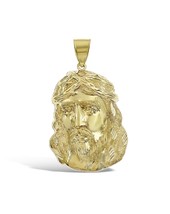 Authenticity Guarantee 
Jesus Head Pendant Real 10k Yellow Gold Men Charm 2&quot; - £490.96 GBP