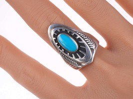 sz10 Ben Nighthorse Campbell (Cheyenne, b. 1933) Sterling and turquoise ring - £201.02 GBP