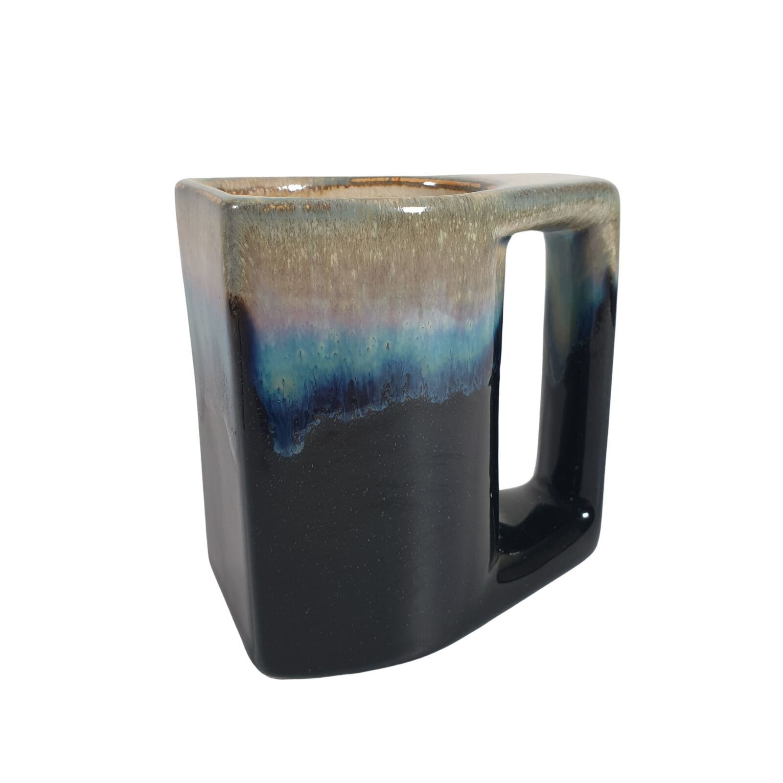 Primary image for C C Ceramics Mexico Blue Glazed Flat Side Coffee Mug Cup Collectable Ceramic Tea
