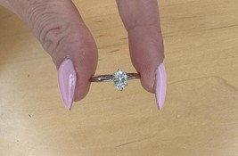 0.50 Cts Oval Cut E/VS2 Lab Grown Diamond Engagement Ring 14k White Gold - $499.47
