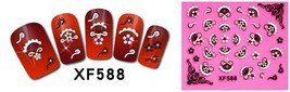 Nail Art 3D Stickers Stones Design Decoration Tips Flower White Black XF588 - £2.27 GBP