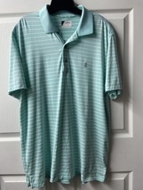 IZOD Golf Polo Shirt Mens Size Large Knit Striped Golfing Green White - $13.90