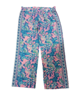 Lilly Pulitzer Bal Harbour Palazzo Pant In Palm Paradise XL Pink Blue Wi... - £38.50 GBP
