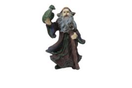 Resin Wizard Collectible Figurine Statue 5&quot; Tall W/Staff Glass Ball - $9.85