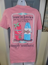 Simply Southern Southern Girls Love Their Southern Buoys Pink T-Shirt Size S EUC - £17.75 GBP