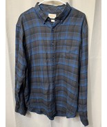 Weatherproog Vintage SKU 7627 Mens Blue and Black Shirt Button Down Long... - £12.26 GBP