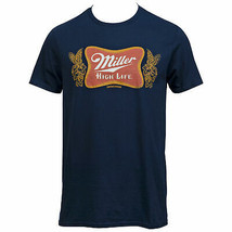 Miller High Life Logo Vintage Design Navy T-Shirt Blue - £27.44 GBP