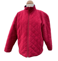 Vtg Woolrich Women Red Quilted Jacket sz Large 100% Wool Full Zip Winter - $21.59