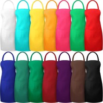 14 Pcs Plain Bib Aprons Bulk Mixed Color Commercial Apron With 2 Pockets... - £37.84 GBP