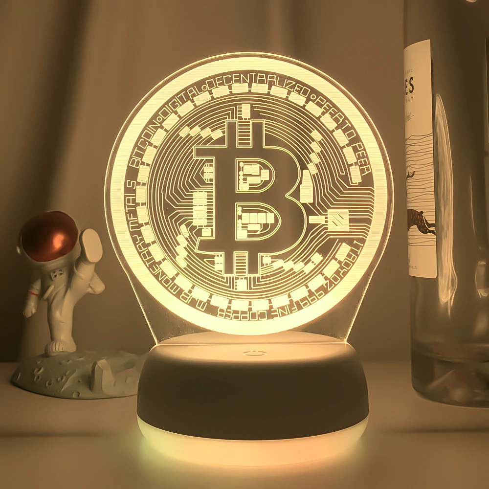 Acrylic Led Night Light Bitcoin for Room Decorative Nightlight Touch Sen... - $7.93+