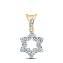 10kt Yellow Gold Womens Round Diamond Star of David Religious Pendant 1/3 Cttw - £316.15 GBP