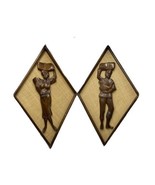 Vintage Folk Art Wall Decor Wood Carving Man Woman 24x14 Art Deco - $666.89 MXN