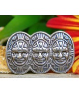 Sterling Silver Aztec African Warrior Faces Brooch Pin Steve Stamas - $52.95