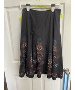SLB SKIRT SIZE 6 BLACK COTTON PANELED Flared EMBROIDERED Y2K Floral Colo... - £14.69 GBP