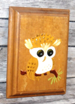 Vintage Folk Art Owl Painting Wood Plaque Big Eyes 6.5”x 5” With Pop Can Hanger - £18.41 GBP
