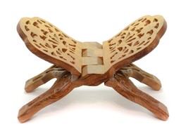 Vintage Ornate Carved Floral Wooden Book Holder Stand Foldable Folding 1... - $382.42 MXN