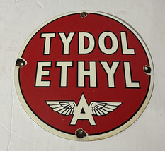FLYING A TYDOL ETHYL gasoline vintage style oil gas enamel porcelain sign 9.5” - £46.92 GBP