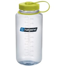 Nalgene Sustain 32oz Wide Mouth Bottle (Clear w/ Green Cap) Recycled Reusable - £12.58 GBP