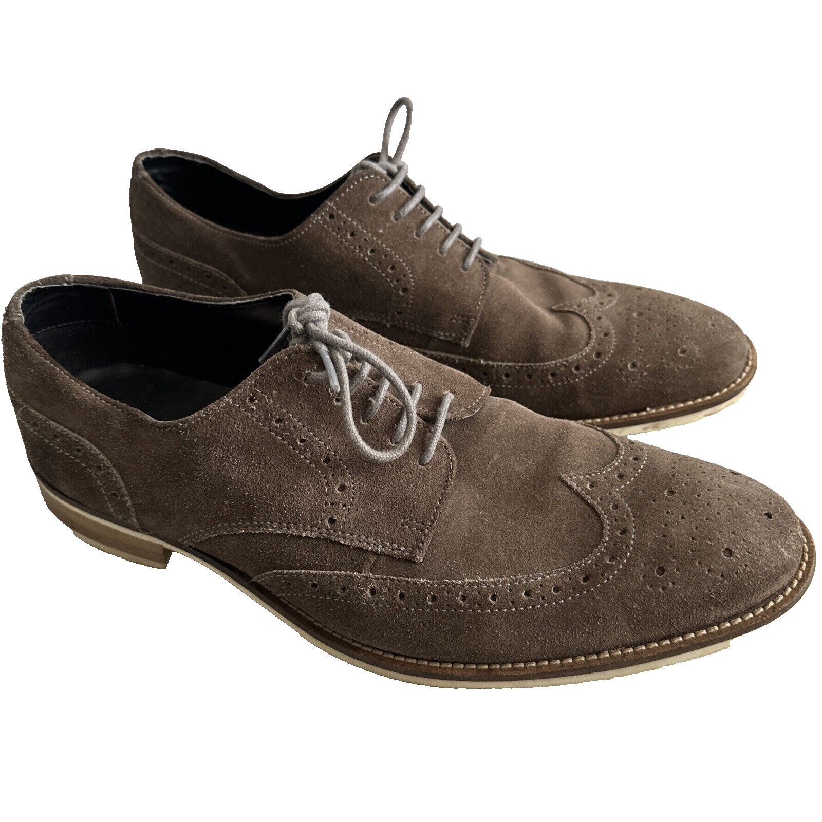 Claiborne Men Size 9.5 M Brown Suede Leather Wingtip Casual Dress Shoes ... - $29.94
