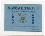 Maskat Temple 1939 Ladies Courtesy Card Wichita Falls Texas - £14.09 GBP