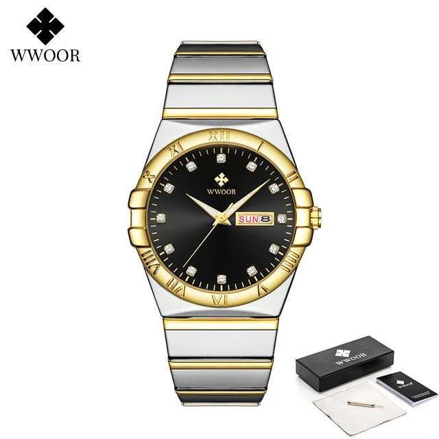 New Gold Men Luxury Watch Full Steel Quartz Minimalist Diamond Wristwatc... - $46.02