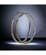 Vintage Sterling Silver 1.5” Large Etched  Hoop Earrings - $754.78 MXN