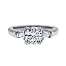 14K White Gold-Plated Silver 2 CT LC Moissanite 3-Stone Engagement Ring - £59.56 GBP