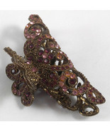 Vintage Women’s Antiqued Gold Spring Hinge Hair Clip Claw Barrette Pink ... - $29.97 CAD