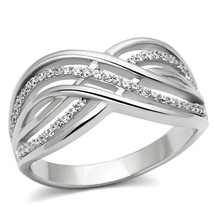 Beautiful Simulated Diamond Criss Cross Band 925 Sterling Silver Wedding... - $117.60