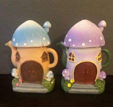 Set Of 2 Fairy Garden Forest MUSHROOM TEAPOT HOUSES - £6.72 GBP