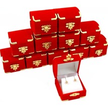 12 Red Velvet Earring Boxes With Brass Corners 2 1/8&quot; - £21.85 GBP