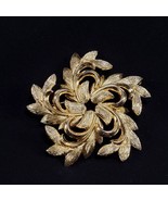 VTG Monet Brooch Pin Flower Pinwheel Star Leaf Gold Tone Signed 2.5&quot; Spa... - £19.54 GBP