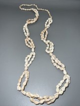Vintage Sea Shell Necklace Summertime Beach Wear Jewelry 36 Inches - £9.56 GBP