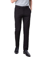 Plaid&amp;Plain Men&#39;s Solid Black Classic Flat Front Slim Fit Dress Pants 36... - £18.09 GBP