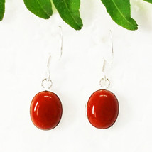 Red Coral Lab-Created Gemstone Handmade 925 Sterling Silver Jewelry Earrings-... - £32.75 GBP
