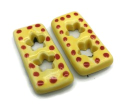 2Pc Designer Button, Rectangle Handmade Ceramic Yellow Sewing Buttons For Coat - £14.32 GBP