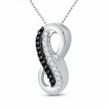 10kt White Gold Round Black Color Enhanced Diamond Infinity Pendant 1/10 Ctw - £183.63 GBP