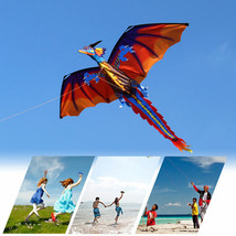 Huge 3D Dragon Kite Single Line With Tail Family Outdoor Sports Toy Children Fun - £27.30 GBP