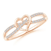Lovely White CZ Diamond 14K Rose Gold Plated Engagement Heart Ring, Wedding Ring - £76.17 GBP