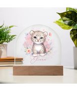 Generic Personalised Leopard Acrylic Dome Plaque Wooden Base Night Light... - $41.51