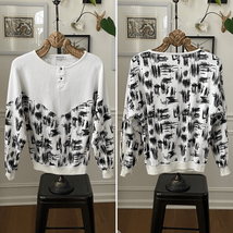 Vintage 80s 90s Bootina Lightweight Sweatshirt Crosshatch Geometric M - $24.48