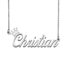 Christian Name Necklace Tag with Crown for Best Friends Birthday Party Gift - £11.94 GBP