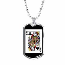 Express Your Love Gifts Casino Poker Queen of Clubs Dog Tag Stainless Steel or 1 - £42.77 GBP