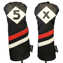 Majek Retro Golf Headcovers Black Red and White Vintage Leather Style 5 ... - $24.74