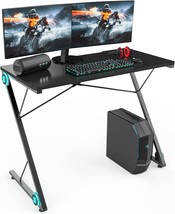 Smug Z-Shaped Computer Pc Table, Black Gaming Led Lights, Home Office, 40 Inch - £80.97 GBP