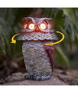 Solar Powered Lifelike Owl Garden Statue Glowing Eyes Spring Mounted Wob... - £41.58 GBP