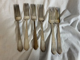 6 Ancestral Dinner Forks 1847 Rogers Silverplate Vintage Flatware No Monogram - £16.74 GBP