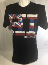 billabong Men's T-shirt Black organic cotton blended Basic T distressed  Flag M - $14.85