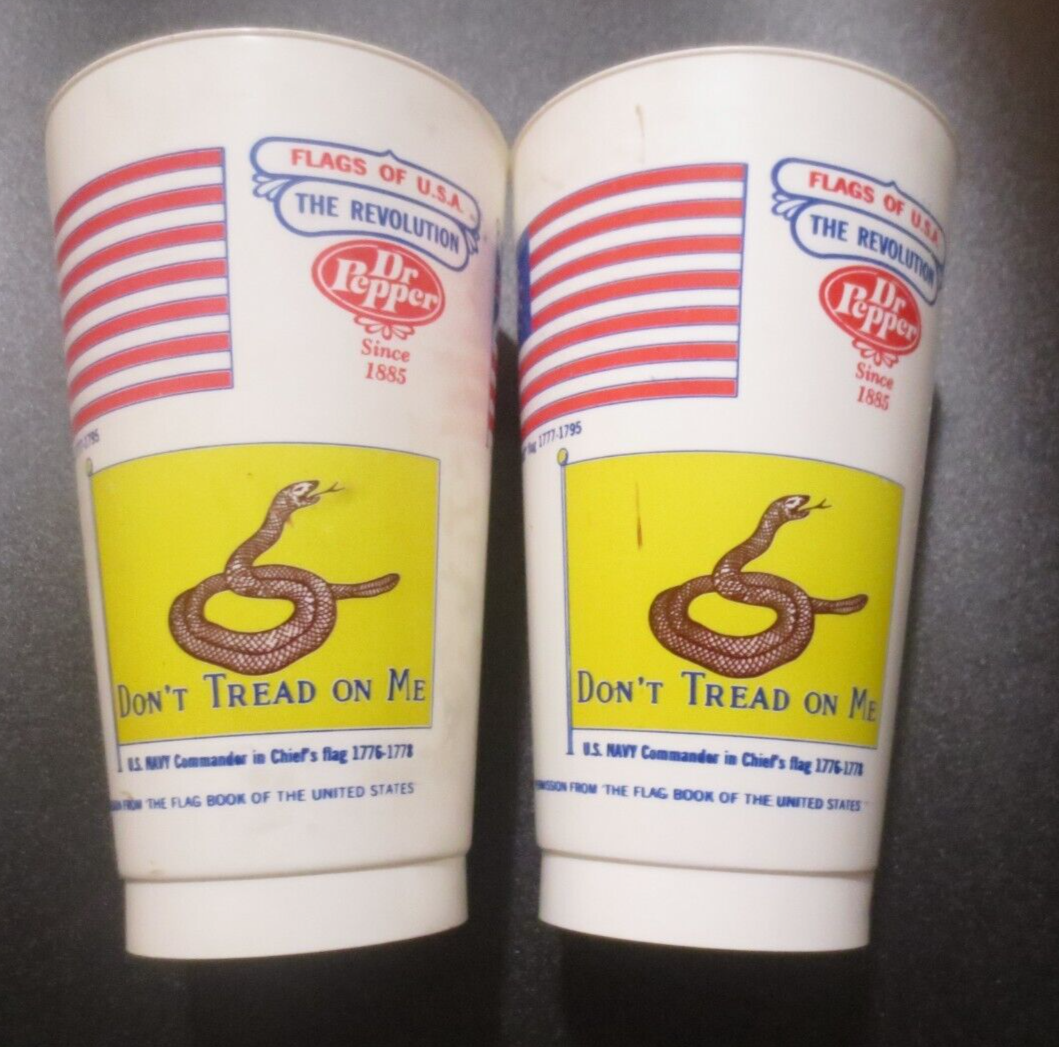 Two Dr Pepper Flags of USA The Revolution Plastic Tumbers 16oz - $0.99