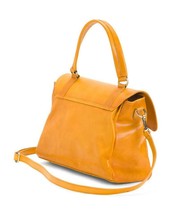 new Pratesi Leather Satchel Convertible Shoulder Bag Yellow Made in Italy - $197.01